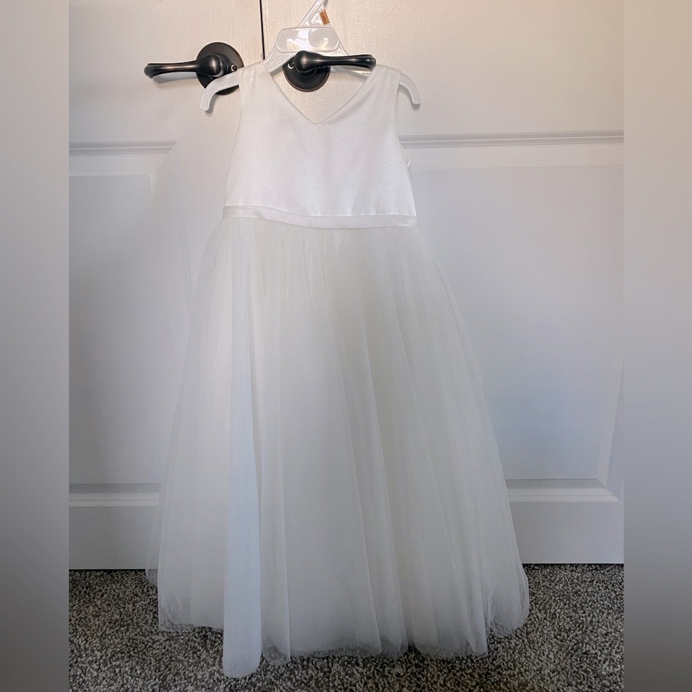 Azazie ivory flower girl dress